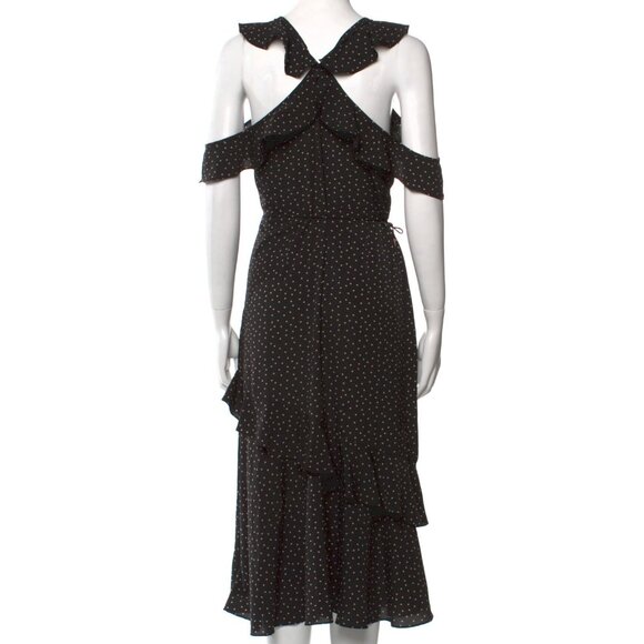SAYLOR Black & White Polka Dot Ruffle Flutter Sleeve Midi Wrap Dress Size S - Picture 3 of 5